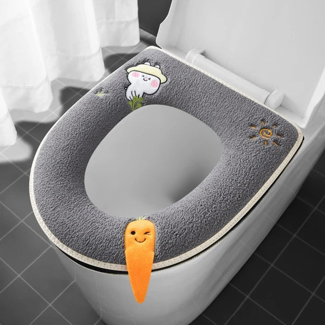 New Toilet Seat Cover Mat Zip Fastener Bathroom Toilet Pad Cushion with Handle Thicker Soft Toilet Cushion Bathroom Aceesories