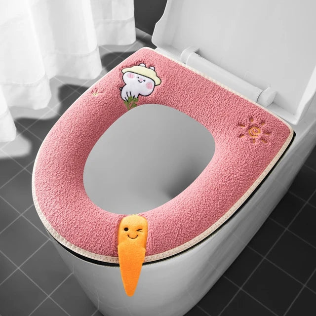 New Toilet Seat Cover Mat Zip Fastener Bathroom Toilet Pad Cushion with Handle Thicker Soft Toilet Cushion Bathroom Aceesories