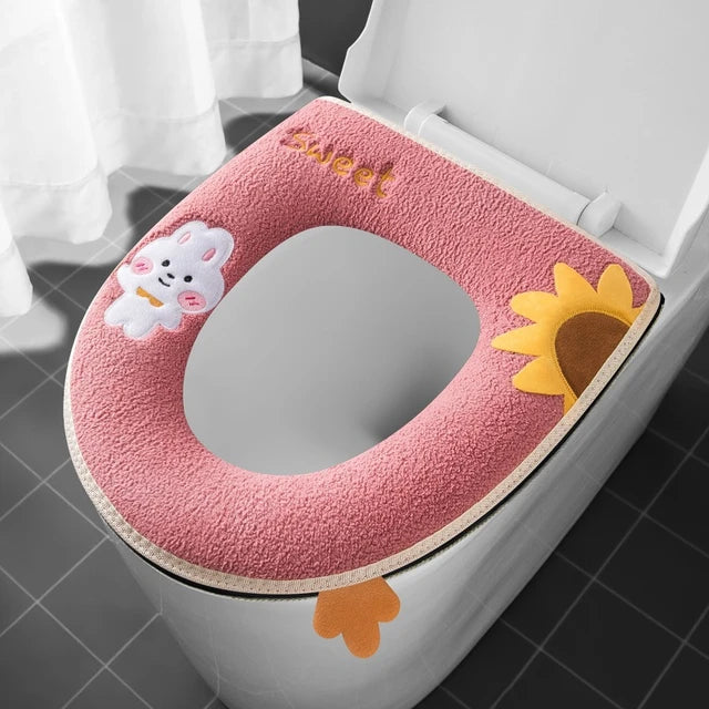 New Toilet Seat Cover Mat Zip Fastener Bathroom Toilet Pad Cushion with Handle Thicker Soft Toilet Cushion Bathroom Aceesories