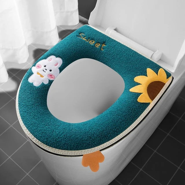 New Toilet Seat Cover Mat Zip Fastener Bathroom Toilet Pad Cushion with Handle Thicker Soft Toilet Cushion Bathroom Aceesories