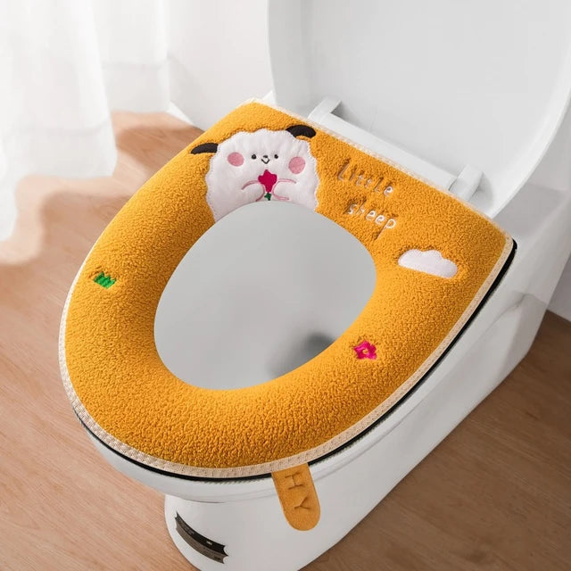 New Toilet Seat Cover Mat Zip Fastener Bathroom Toilet Pad Cushion with Handle Thicker Soft Toilet Cushion Bathroom Aceesories