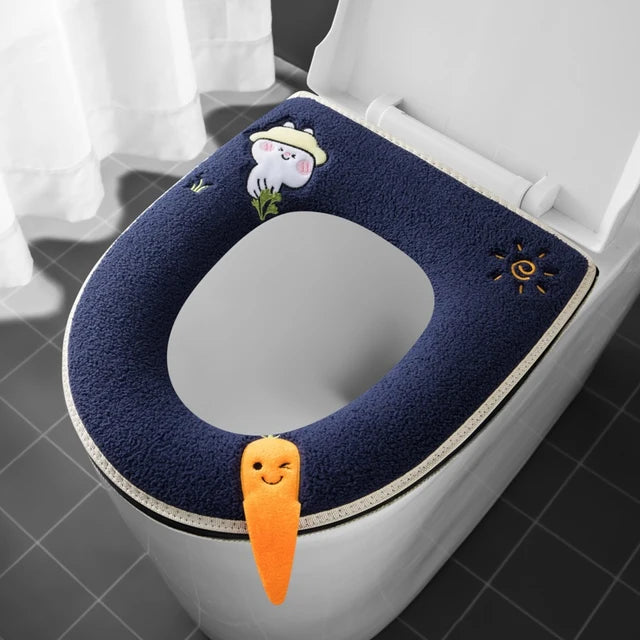 New Toilet Seat Cover Mat Zip Fastener Bathroom Toilet Pad Cushion with Handle Thicker Soft Toilet Cushion Bathroom Aceesories