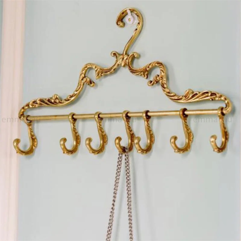 Palace Clothes Hanger Gold Solid Brass Wardrobe Hangers Strong Clothes Coat Hangers Decoration Metal Rack