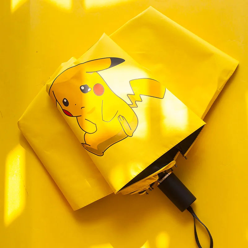 Pokemon Pikachu Cartoon Sunshade Umbrella Sunny Umbrella Dual Use Folding UV Protection Female kids umbrella