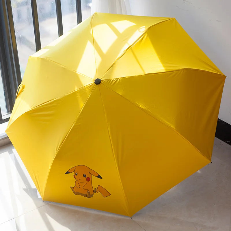 Pokemon Pikachu Cartoon Sunshade Umbrella Sunny Umbrella Dual Use Folding UV Protection Female kids umbrella