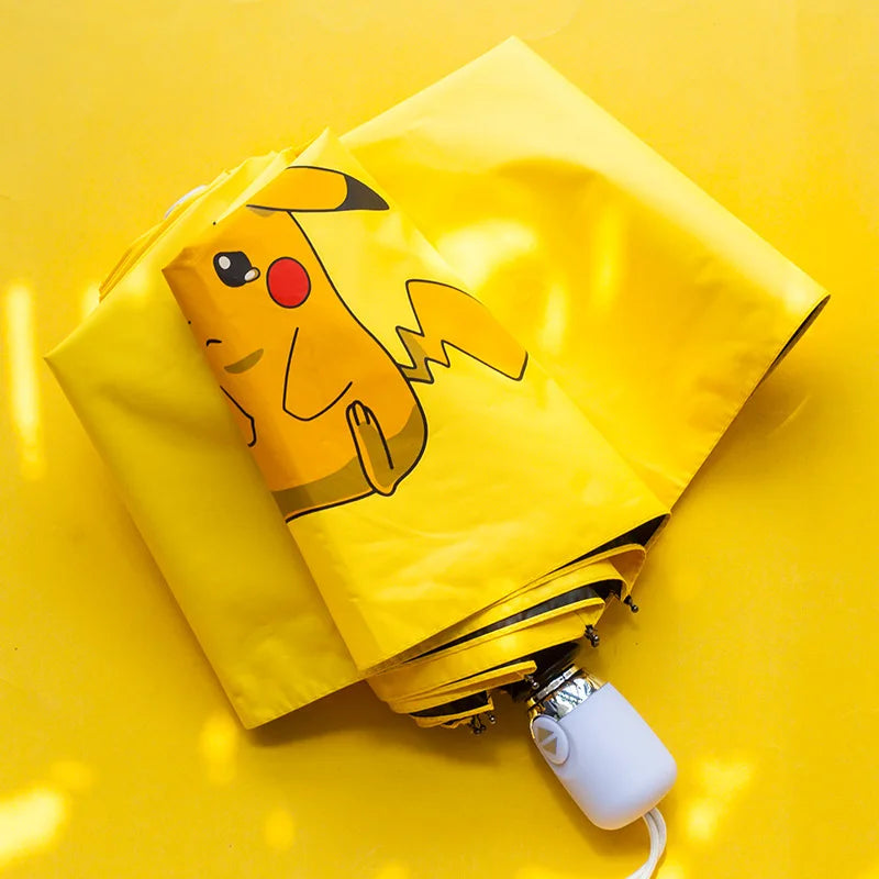 Pokemon Pikachu Cartoon Sunshade Umbrella Sunny Umbrella Dual Use Folding UV Protection Female kids umbrella