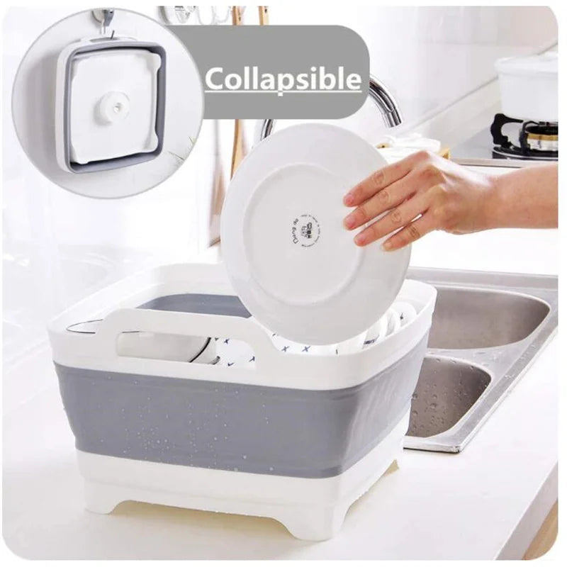 Square Fruit Vegetable Washing Wash Basin Kitchen Product Supply Folding Sink Drain Basket Home Travel Outdoor Portable Basins