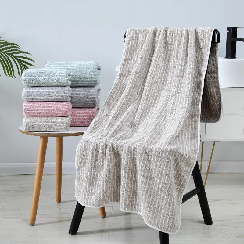 Stripe Coral Plush Towels Bath Adult Household Male and Female Children Absorbent Thickened Hair Hand Soft Drying Shower Towels