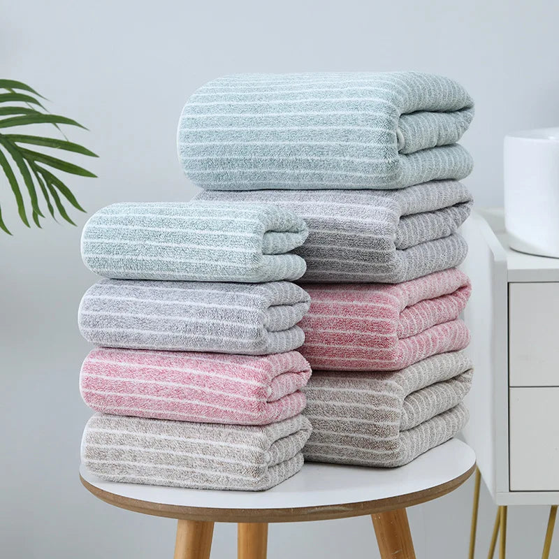 Stripe Coral Plush Towels Bath Adult Household Male and Female Children Absorbent Thickened Hair Hand Soft Drying Shower Towels