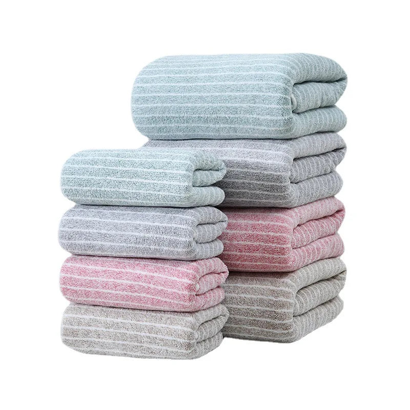 Stripe Coral Plush Towels Bath Adult Household Male and Female Children Absorbent Thickened Hair Hand Soft Drying Shower Towels