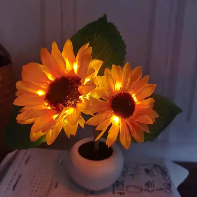 Sunflower Tree Lights Table Lamp Fairy Mother's Day Rose Flower Night Light Home Party Christmas Wedding Bedroom Decoration Gift