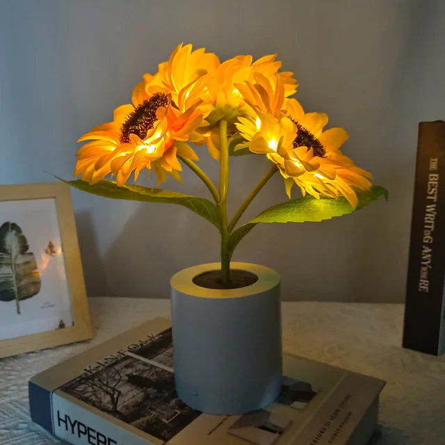 Sunflower Tree Lights Table Lamp Fairy Mother's Day Rose Flower Night Light Home Party Christmas Wedding Bedroom Decoration Gift