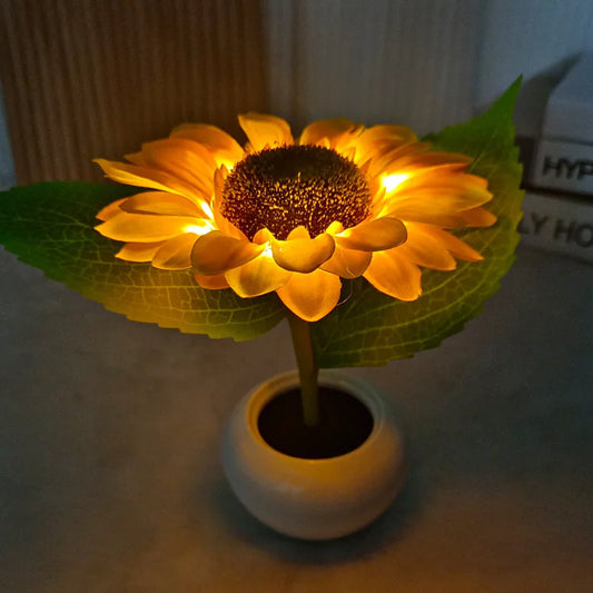 Sunflower Tree Lights Table Lamp Fairy Mother's Day Rose Flower Night Light Home Party Christmas Wedding Bedroom Decoration Gift