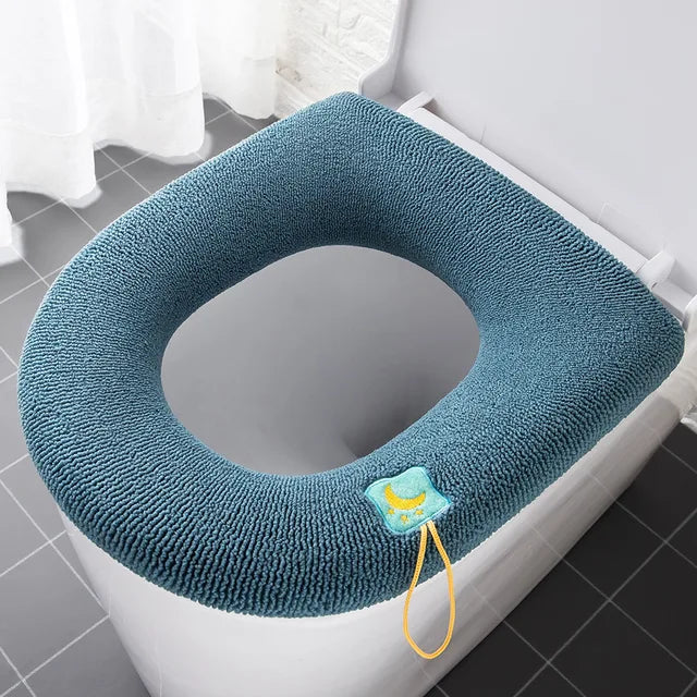 Thicker Winter Warm Toilet Seat Cover Mat Bathroom Toilet Pad Cushion with Handle Soft Washable Closestool Warmer Accessories