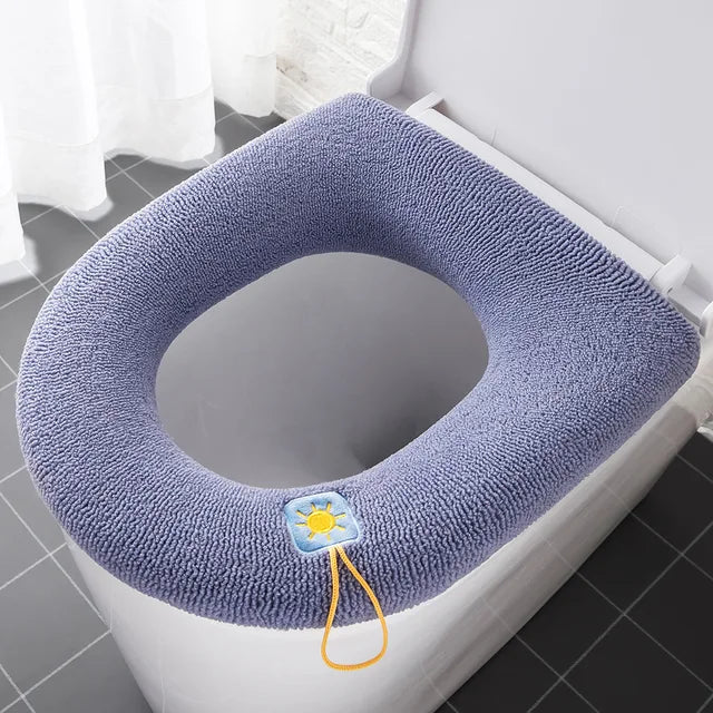 Thicker Winter Warm Toilet Seat Cover Mat Bathroom Toilet Pad Cushion with Handle Soft Washable Closestool Warmer Accessories