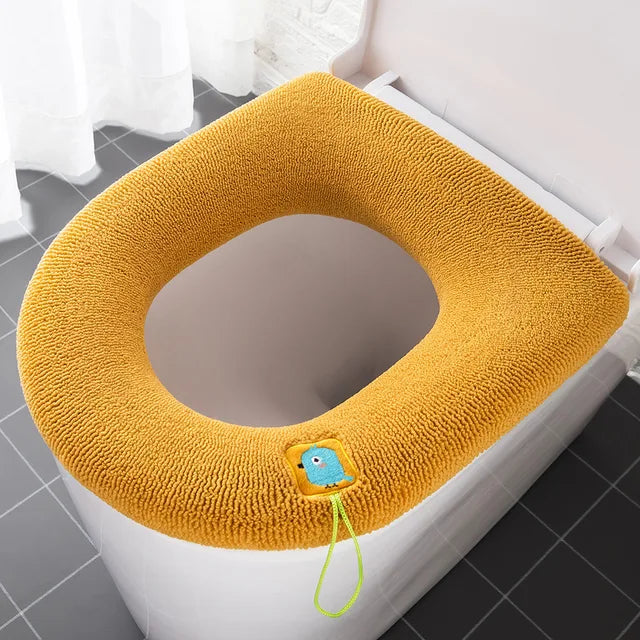 Thicker Winter Warm Toilet Seat Cover Mat Bathroom Toilet Pad Cushion with Handle Soft Washable Closestool Warmer Accessories