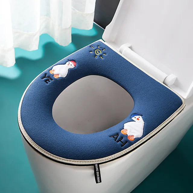 Toilet Cover Plush Seat Cover Models Waterproof Universal Model Toilet Ring Washable Zipper Bathroom Mat Decorative Toilet Seat