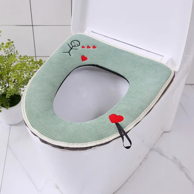 Toilet Cover Plush Seat Cover Models Waterproof Universal Model Toilet Ring Washable Zipper Bathroom Mat Decorative Toilet Seat