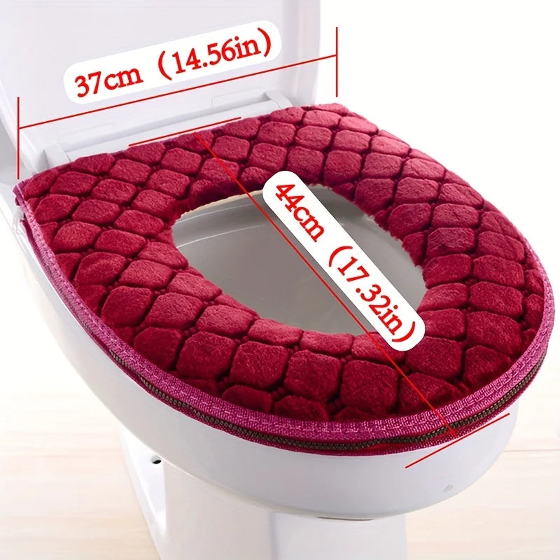 Toilet Cover Plush Seat Cover Models Waterproof Universal Model Toilet Ring Washable Zipper Bathroom Mat Decorative Toilet Seat