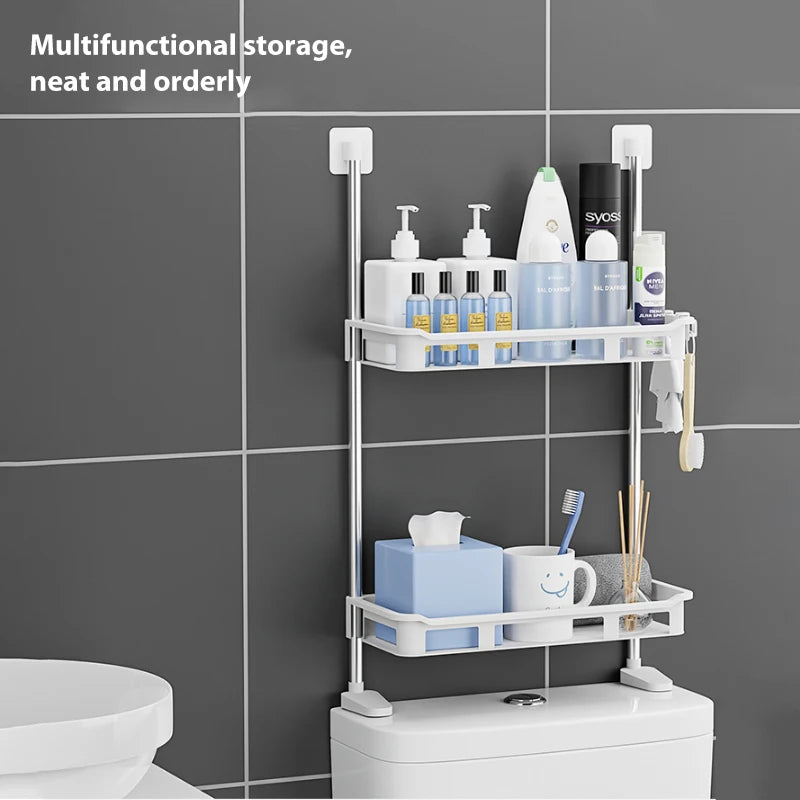 Toilet Rack,Shelf Above The Toilet Tank,Punch-free Multi-functional Storage Rack With Supporting Feet Bathroom Accessories