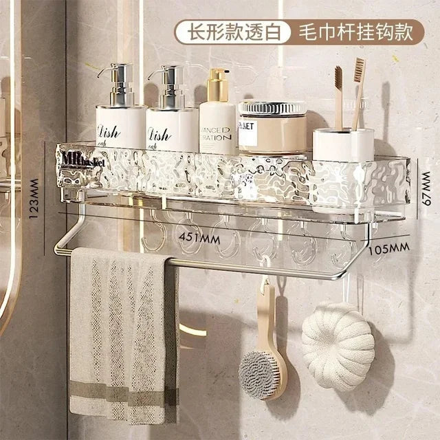 Transparent Wall Sink Racks Restroom Home Light Triangle Ins Storage Luxury Shelves No Mounted Organiser Bathroom Punch