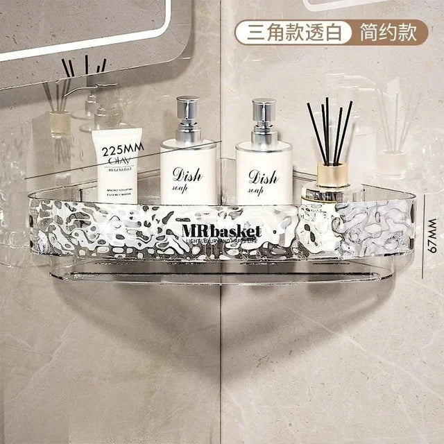 Transparent Wall Sink Racks Restroom Home Light Triangle Ins Storage Luxury Shelves No Mounted Organiser Bathroom Punch