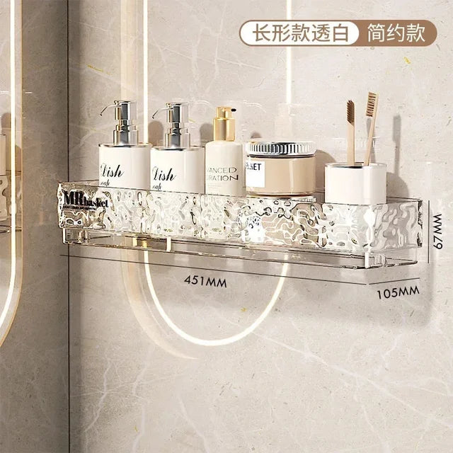 Transparent Wall Sink Racks Restroom Home Light Triangle Ins Storage Luxury Shelves No Mounted Organiser Bathroom Punch