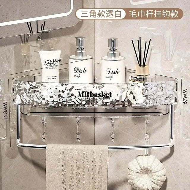 Transparent Wall Sink Racks Restroom Home Light Triangle Ins Storage Luxury Shelves No Mounted Organiser Bathroom Punch