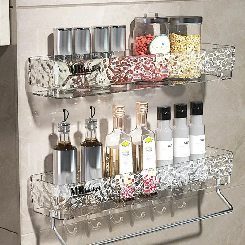 Transparent Wall Sink Racks Restroom Home Light Triangle Ins Storage Luxury Shelves No Mounted Organiser Bathroom Punch