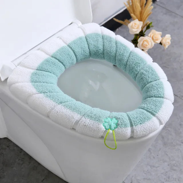 Universal Toilet Seat Cover Four Season Warm Soft WC Mat Bathroom Washable Removable Zipper With Flip LidHandle Household Travel