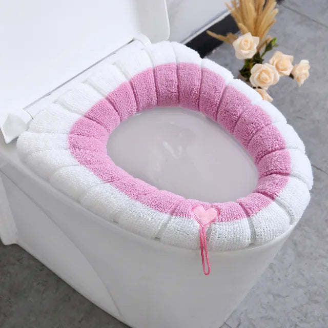 Universal Toilet Seat Cover Four Season Warm Soft WC Mat Bathroom Washable Removable Zipper With Flip LidHandle Household Travel