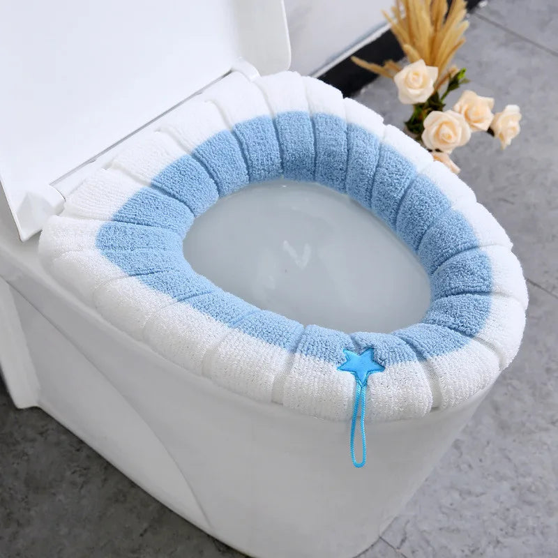 Universal Toilet Seat Cover Four Season Warm Soft WC Mat Bathroom Washable Removable Zipper With Flip LidHandle Household Travel