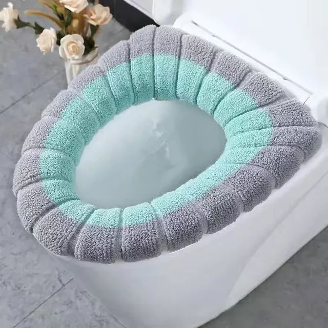 Universal Toilet Seat Cover Winter Warm Soft WC Mat O-shaped Bathroom Cushion with Handle winter Keep Warm Bathroom Accessories