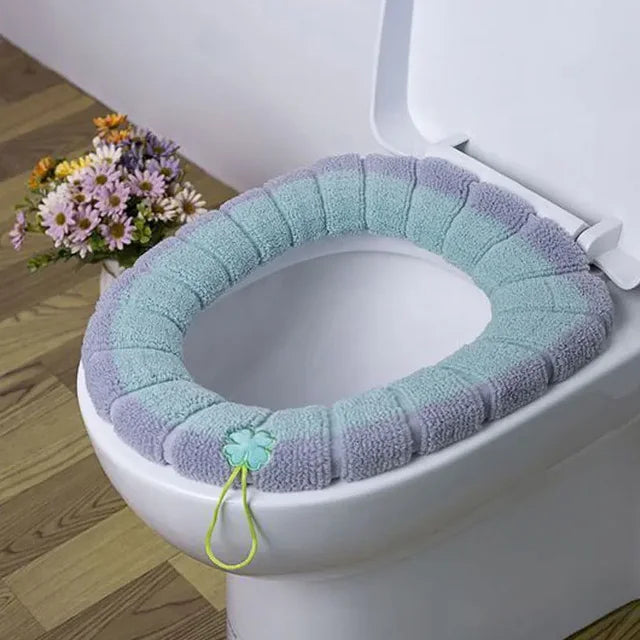 Universal Toilet Seat Cover Winter Warm Soft WC Mat O-shaped Bathroom Cushion with Handle winter Keep Warm Bathroom Accessories