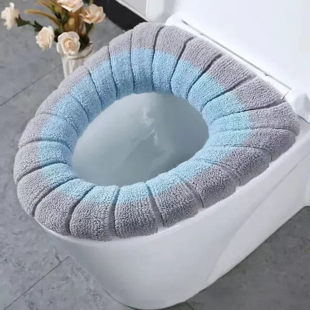 Universal Toilet Seat Cover Winter Warm Soft WC Mat O-shaped Bathroom Cushion with Handle winter Keep Warm Bathroom Accessories