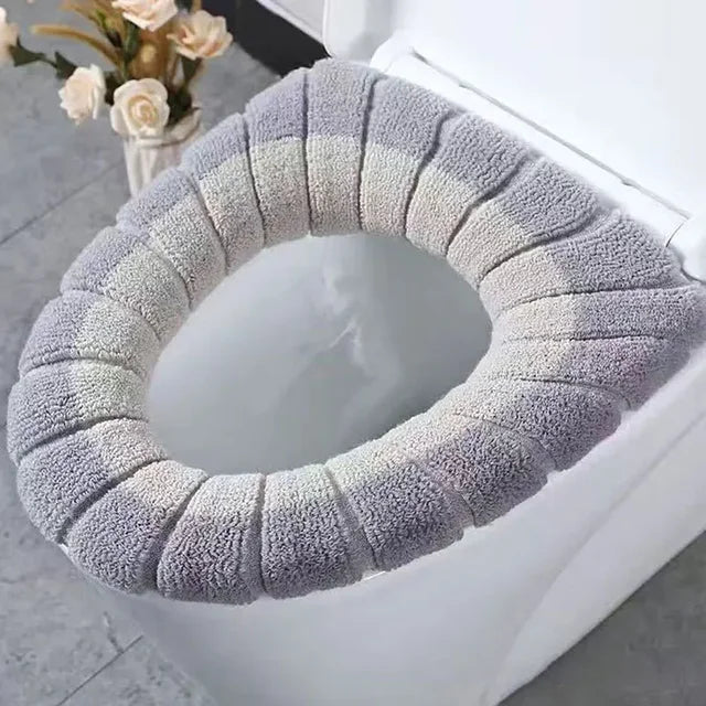 Universal Toilet Seat Cover Winter Warm Soft WC Mat O-shaped Bathroom Cushion with Handle winter Keep Warm Bathroom Accessories