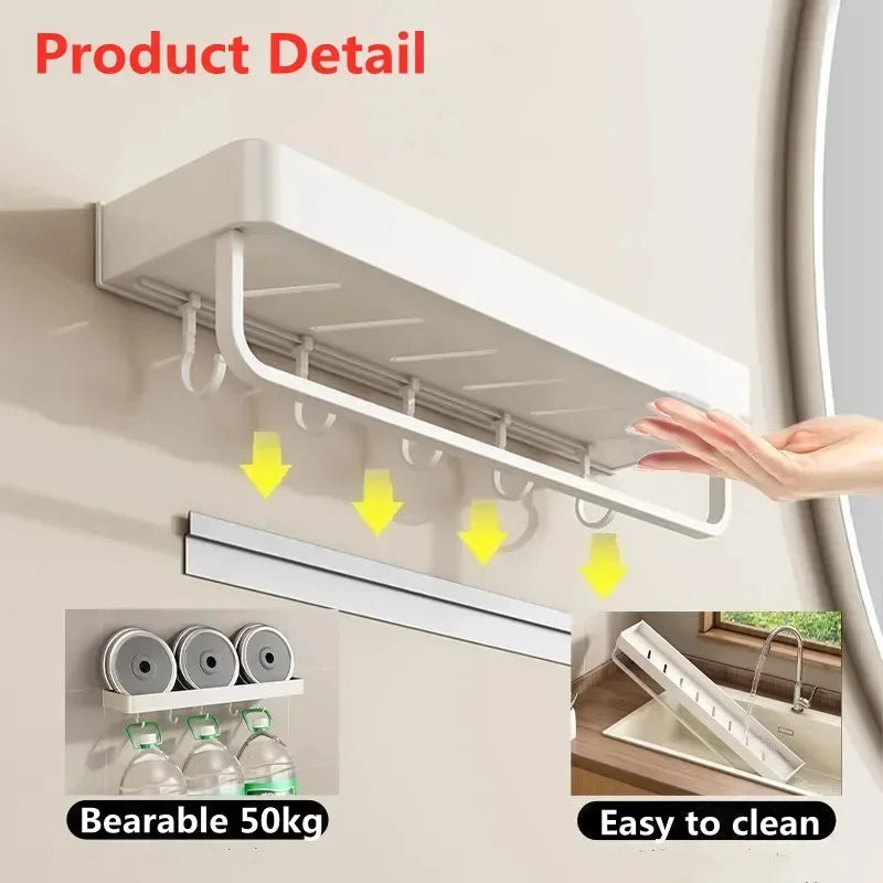 Ysertine Wall Shelf Bathroom White Rack Storage Corner Storage Organizer Mounted Cosmetics Shower Holder Shelves Toilet Shampoo