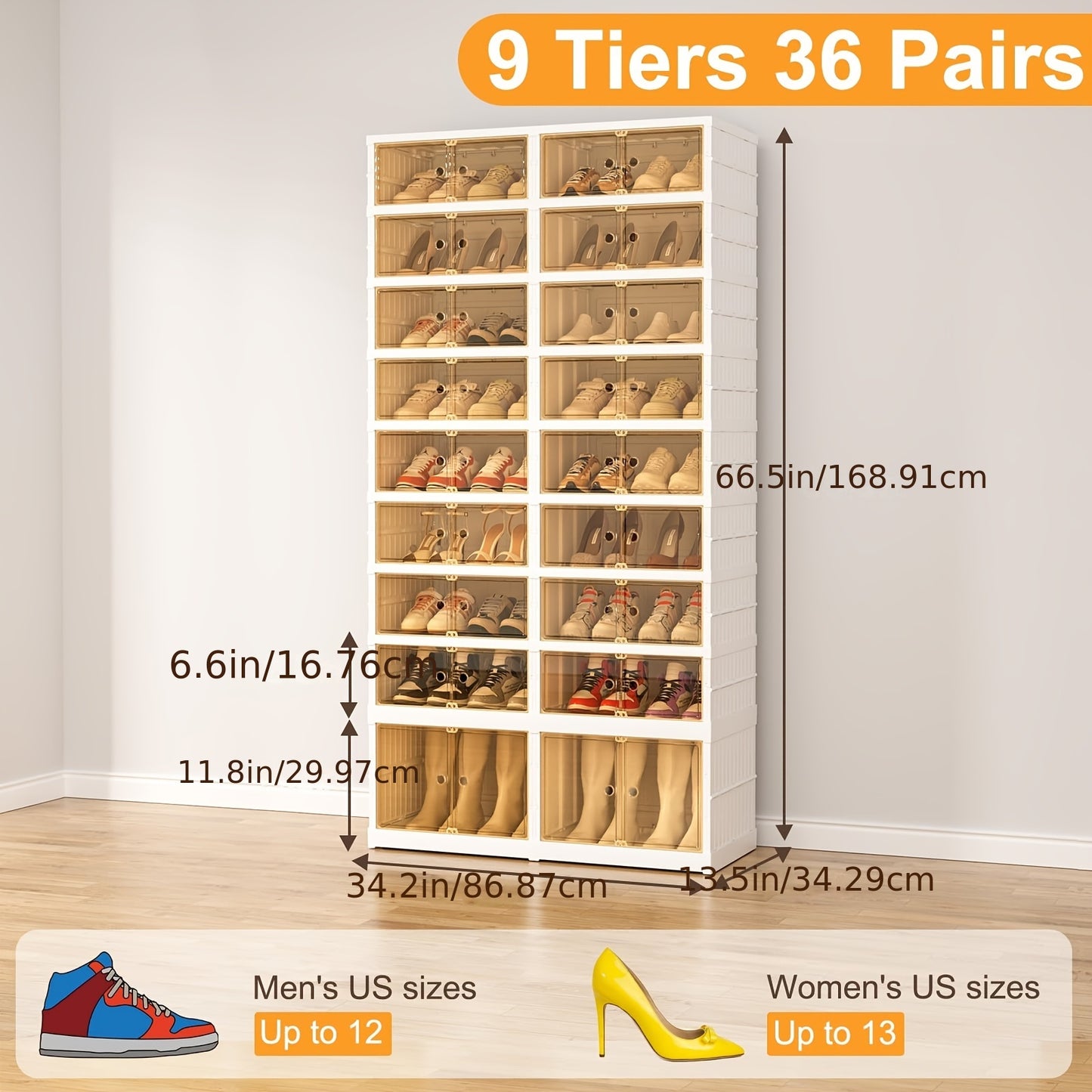 1 pcs 3\u002F9 Layers Home Decorations Display Rack Big Capacity Storage Cabinet Plastic Foldable Shoe Shelf Collapsible Clear Shoe Boxes Stackable with Door Easy Assembly Living Room Stuff