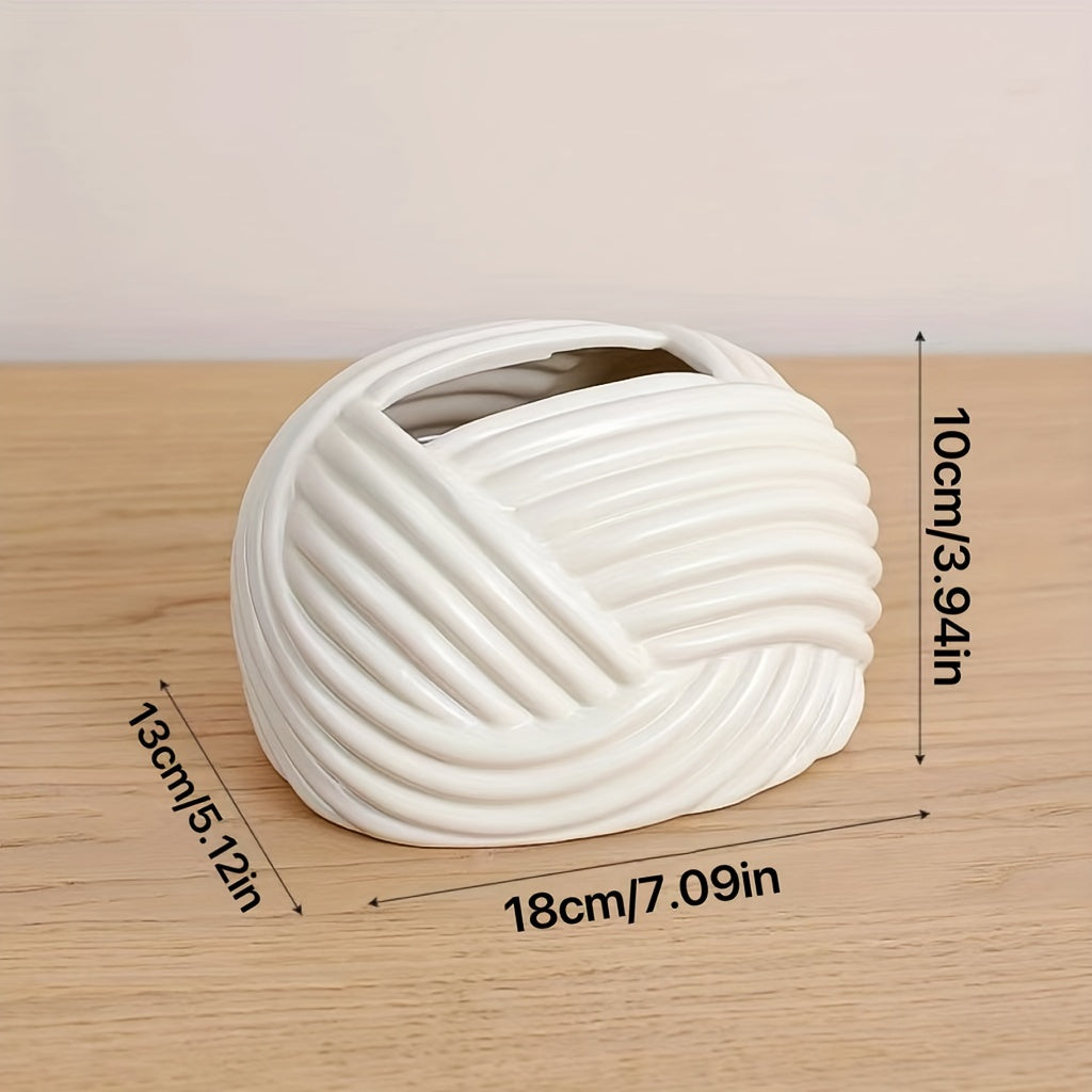 1pc Ceramic Tissue Box In Small Knot Shape, Home Decoration, Napkin Dispenser For Living Room, Room And Bedroom Tabletop