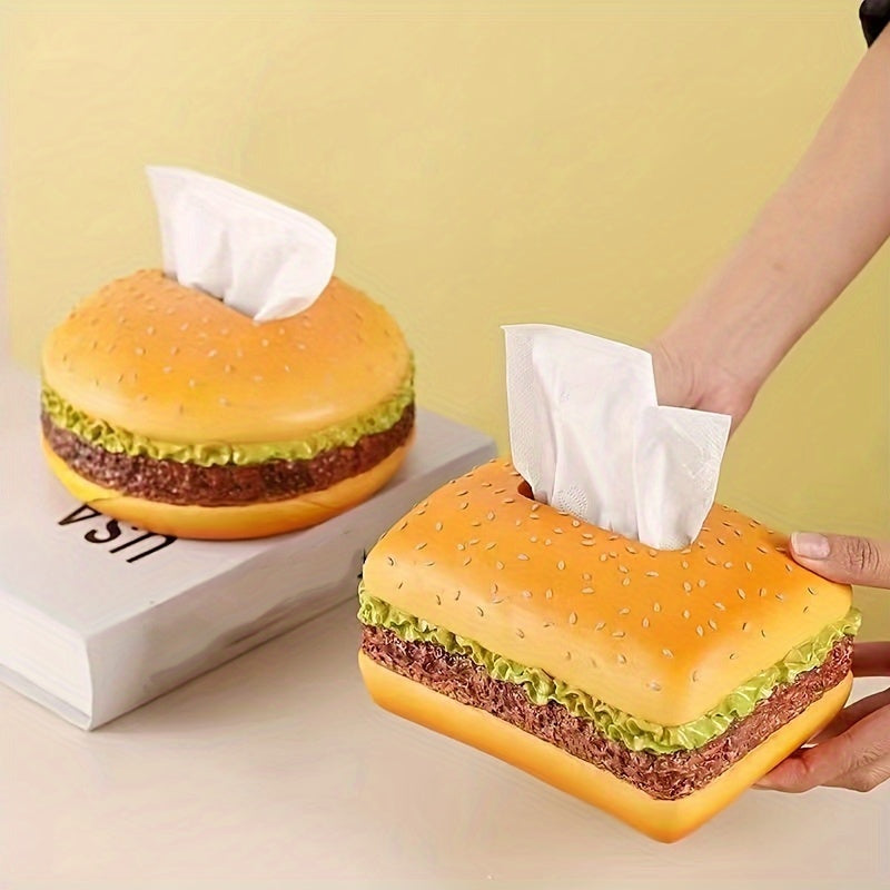 1pcs hamburger tissue box, creative n retro living room draw paper box, home fun decorations placed a birthday gift, cute wacky novelty furniture supplies