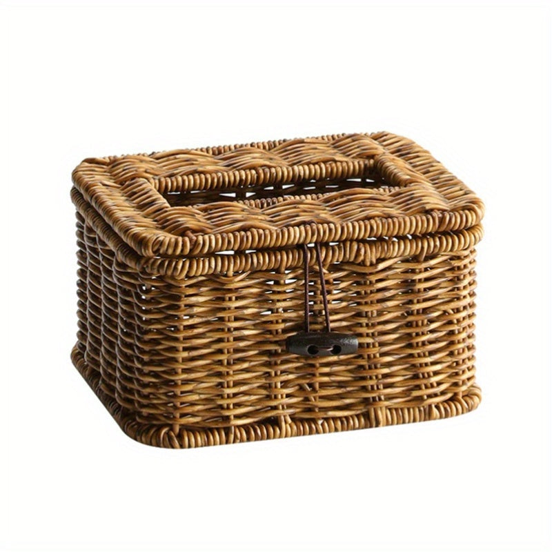 1 piece rattan woven rectangular tissue box holder exquisite and beautiful tissue box, rattan wicker bedroom\u002Fliving room\u002Fdining room\u002Fhotel\u002Fcar, living room, bathroom paper box, boho style decorative woven tissue paper box