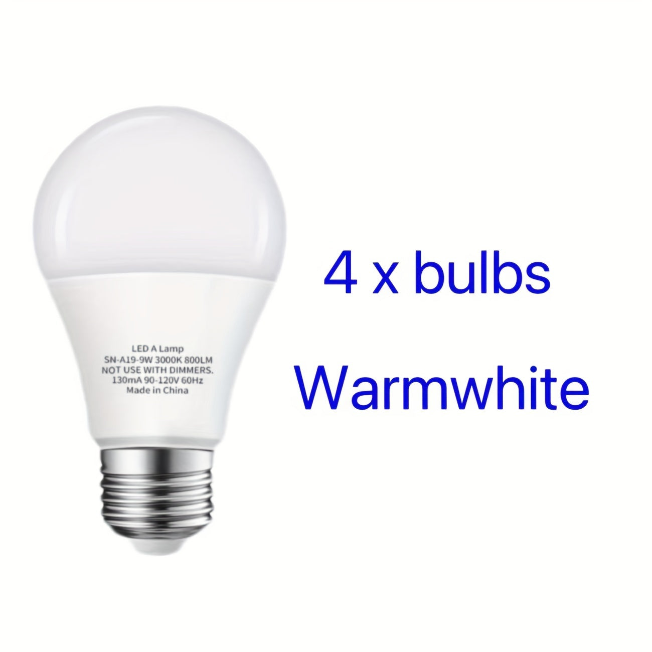 4pcs A19 LED Light Bulbs 60W Equivalent, 800 Lumens CRI 90+ Daylight 5000K \u002FWarmwhite 3000K, E26 Standard Base, Non-dimmable AC 120V Light Bulbs For Home Office