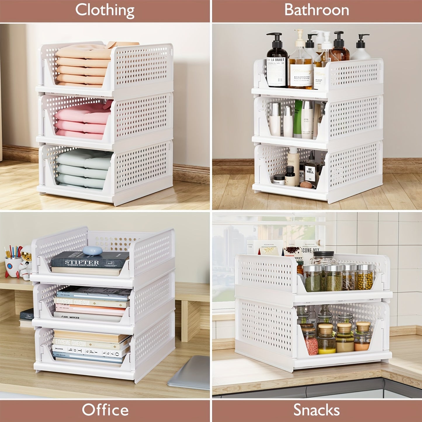 Foldable closet storage box, stackable storage box, plastic drawers, basket wardrobe, closet storage cabinet, kitchen, bathroom, office