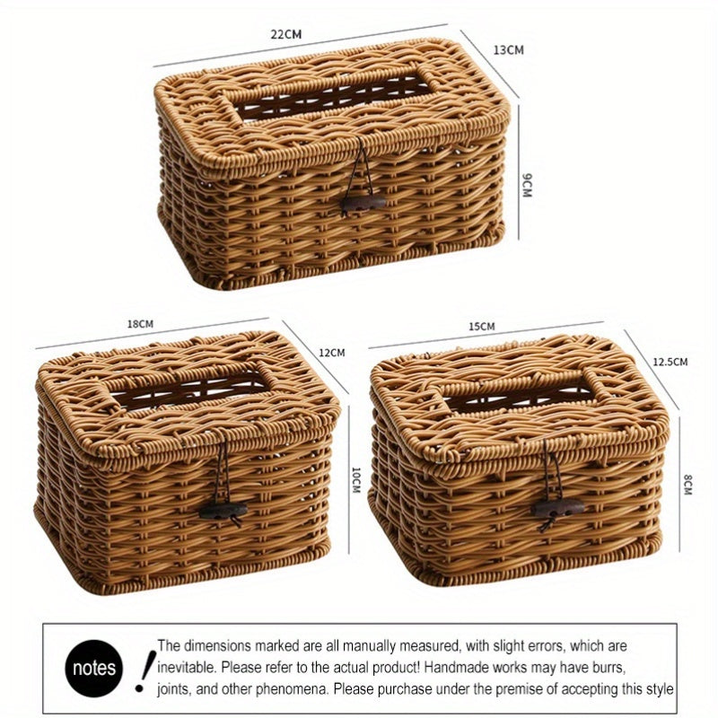 1 piece rattan woven rectangular tissue box holder exquisite and beautiful tissue box, rattan wicker bedroom\u002Fliving room\u002Fdining room\u002Fhotel\u002Fcar, living room, bathroom paper box, boho style decorative woven tissue paper box