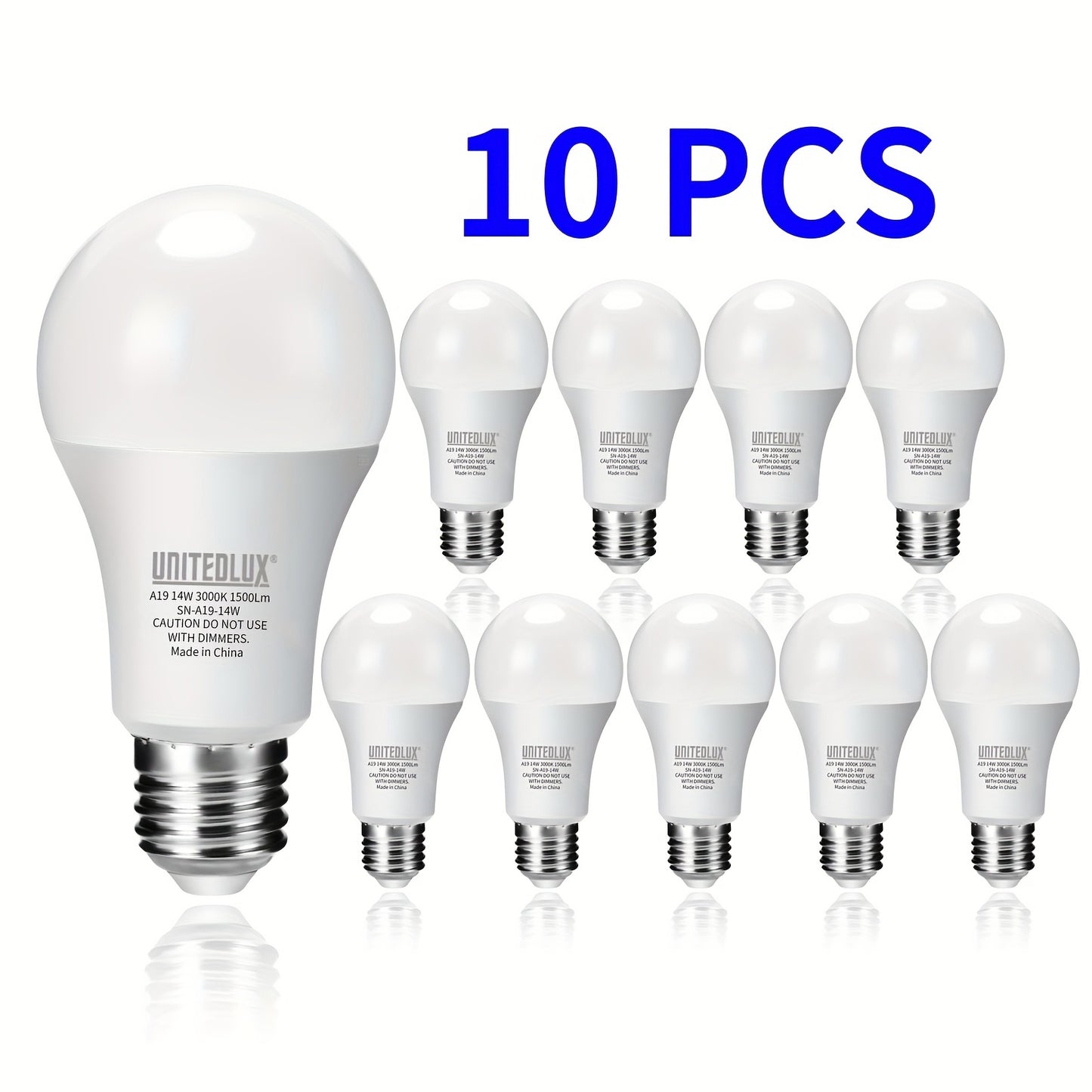 10pcs LED Light Bulbs 14W (100W Equivalent), A19 E26 LED Light Bulbs, 1500Lm CRI90+ Light Bulbs For Home Lighting Decor