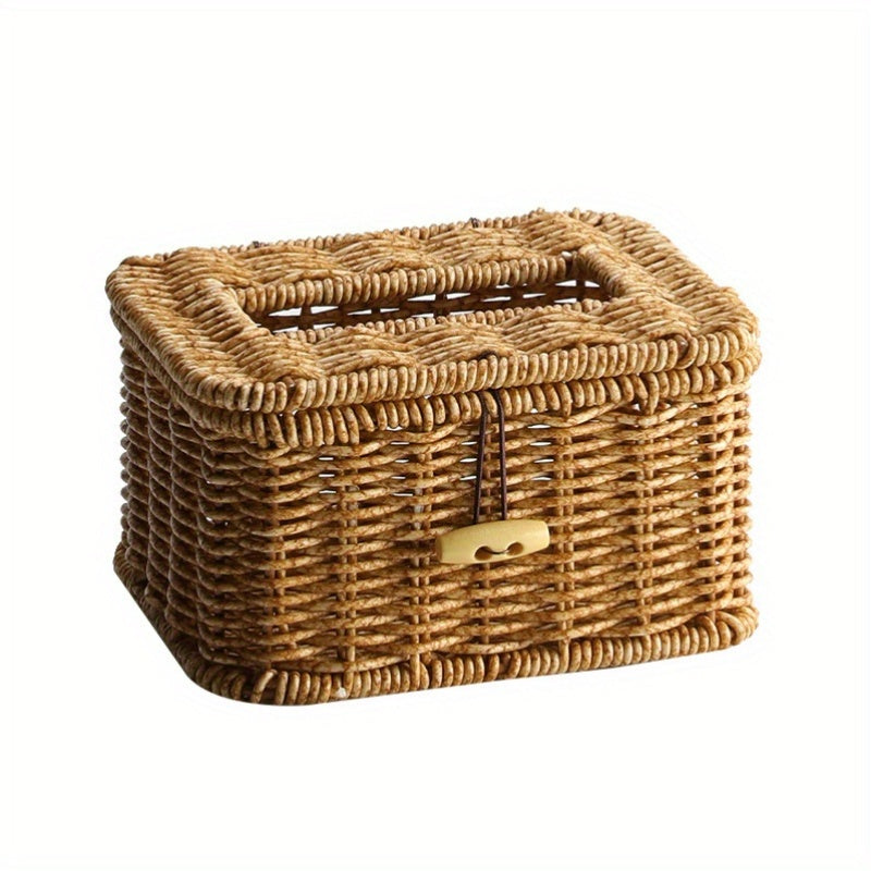 1 piece rattan woven rectangular tissue box holder exquisite and beautiful tissue box, rattan wicker bedroom\u002Fliving room\u002Fdining room\u002Fhotel\u002Fcar, living room, bathroom paper box, boho style decorative woven tissue paper box