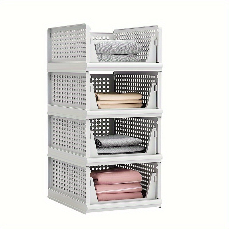 10 pieces of wardrobe layer divider, cabinet drawer type clothing organizer shelf, quick assembly of bedroom clothes storage box, sliding rail foldable design wardrobe basket