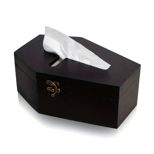 Coffin Tissue Box Holder, Coffin Tissue Box Cover, Black Wooden Coffin Shape Tissue Holder With Cross Design, Unique Gothic Tissue Dispenser Fit Most Square And Rectangle Tissue