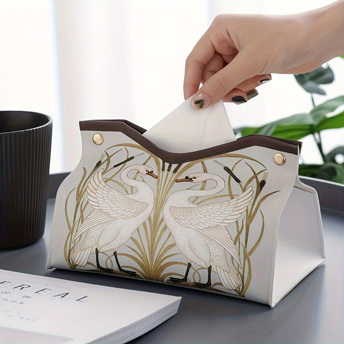 2-piece Leather Tissue Box, Tissue Box Lid, Napkin Dispenser Container, Floral Printed Tissue Holder, Bathroom Tissue Storage Box, Living Room And Bedroom Vanity, Home Decoration, Bathroom Accessories