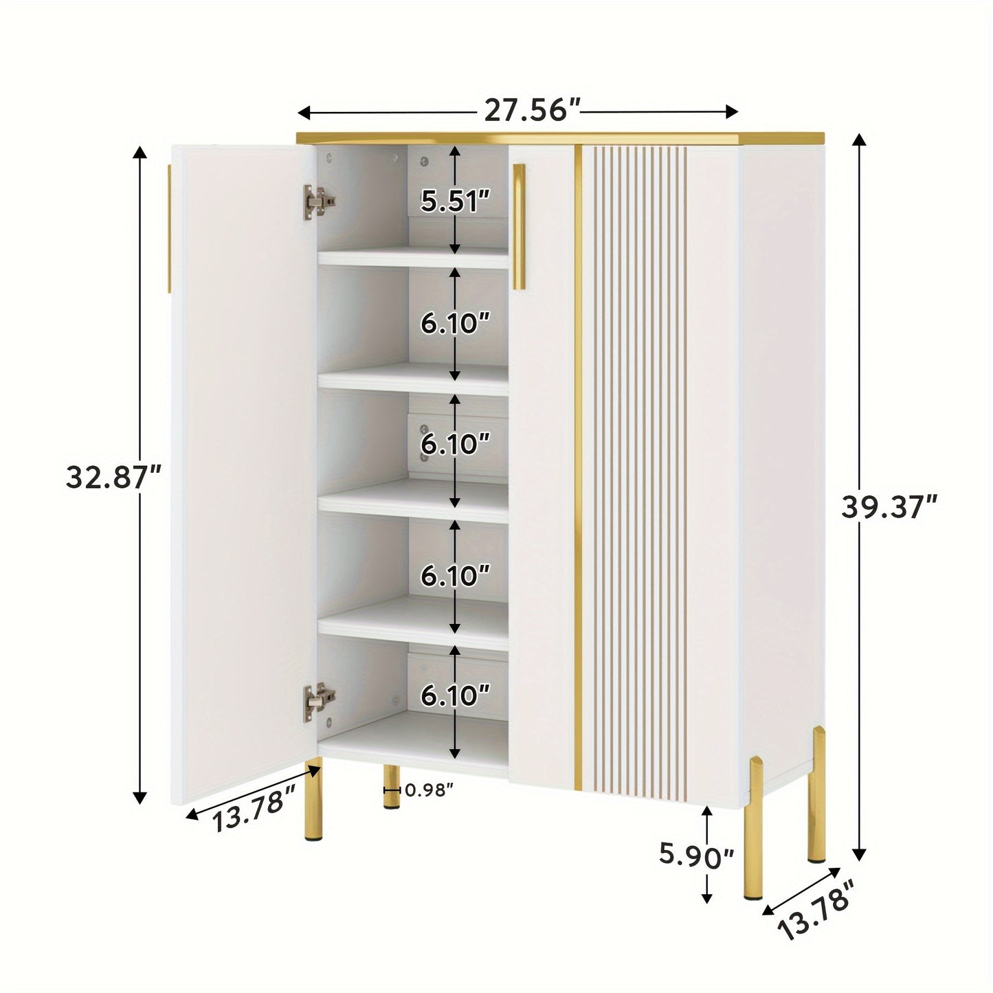 6-Tier Shoe Cabinet With Doors - Adjustable Shelves, Wooden Shoe Rack Organizer Storage - Ideal for Entryway, Hallway, Closet, and Living Room - For Homeowners & Families -  Keep Your Shoes Organized